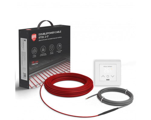 Кабель нагревательный Royal Thermo RTDC 2-17-600 с терморегулятором RTS-16 Кабель нагревательный Royal Thermo RTDC 2-17-600 с терморегулятором RTS-16