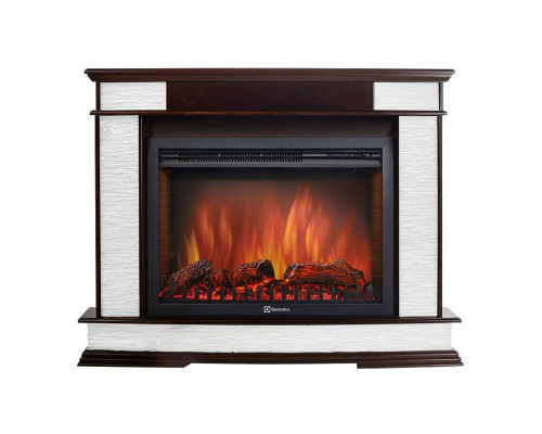Каминокомплект:Очаг Electrolux EFP/P-2520LS,портал Scala 25 сланец скалистый белый, шпон тёмный дуб
