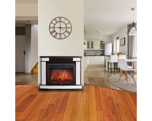 Каминокомплект:Очаг Electrolux EFP/P-2520LS,портал Scala 25 сланец скалистый белый, шпон тёмный дуб