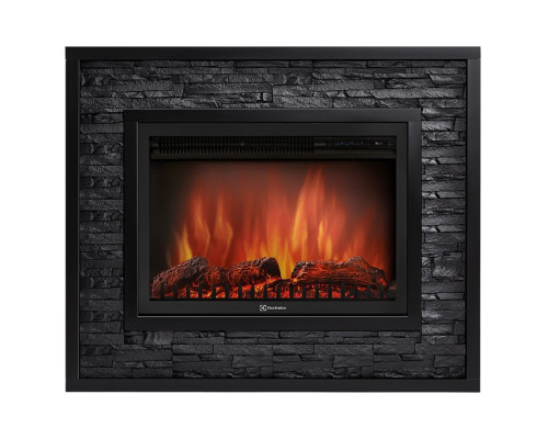 Каминокомплект: Очаг Electrolux EFP/P-3020LS, портал Loft 30 камень черный, черная эмаль