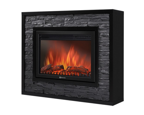 Каминокомплект: Очаг Electrolux EFP/P-3020LS, портал Loft 30 камень черный, черная эмаль
