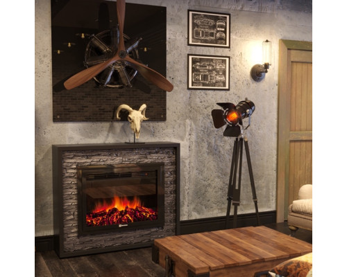 Каминокомплект: Очаг Electrolux EFP/P-3020LS, портал Loft 30 камень черный, черная эмаль