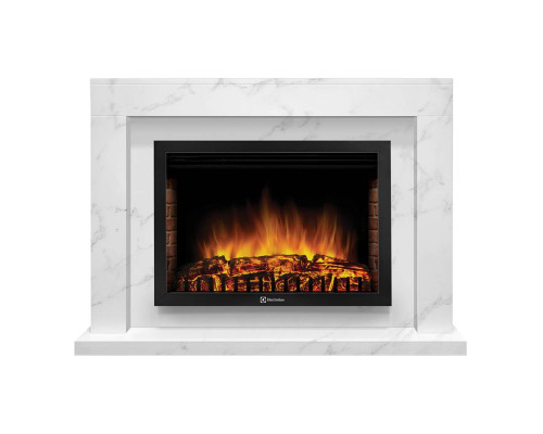 Каминокомплект:ОчагElectrolux EFP/P-2520LS с порталом Simple 25 белый мрамор