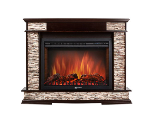 Каминокомплект: Очаг Electrolux EFP/P-2720RLS,портал Scala 25 сланец скалистый бурый,шпон тёмный дуб