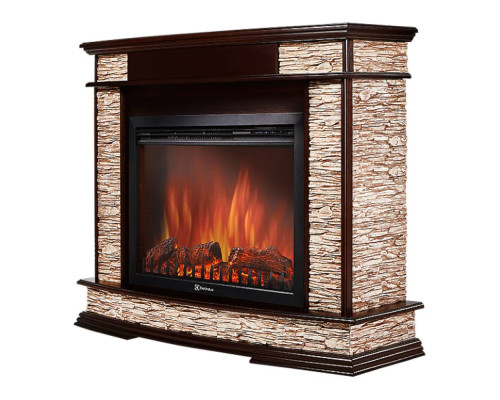 Каминокомплект: Очаг Electrolux EFP/P-2720RLS,портал Scala 25 сланец скалистый бурый,шпон тёмный дуб