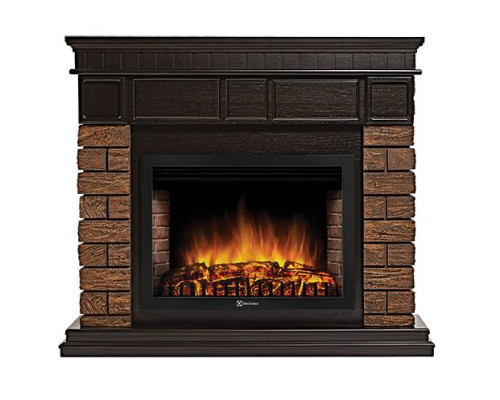 Каминокомплект:Очаг Electrolux EFP/P-3320RLS, портал Bricks Wood 30 камень темный, шпон венге