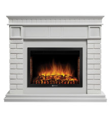 Каминокомплект: Очаг Electrolux EFP/P-2520LS N, портал Bricks 25 камень белый, белая эмаль