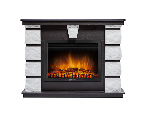Каминокомплект: Очаг Electrolux EFP/P-2520LS N, портал Excalibur 25 камень белый