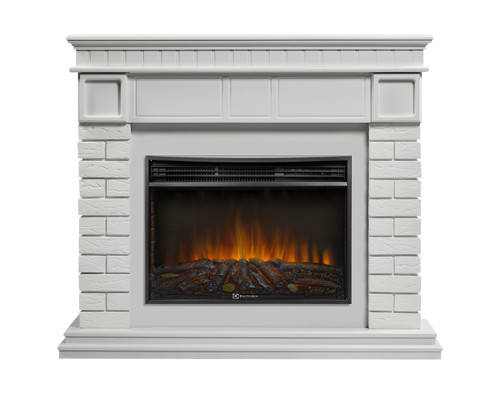 Каминокомплект: Очаг Electrolux 2720RLS N, портал Bricks 25 белая эмаль