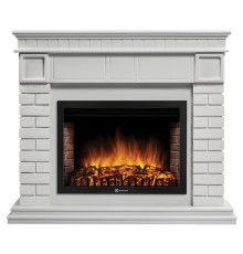 Каминокомплект: Очаг Electrolux EFP/P-3020LS N, портал Bricks 30 камень белый, белая эмаль