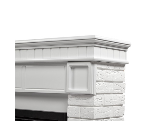 Каминокомплект: Очаг Electrolux EFP/P-3020LS N, портал Bricks 30 камень белый, белая эмаль