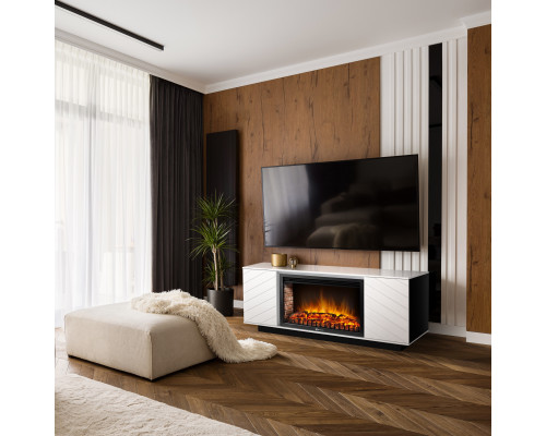 Каминокомплект: Очаг Electrolux EFP/P-3020LS N, портал Como 30 белый, черный, р/в