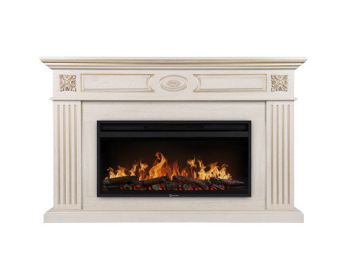 Каминокомплект: Очаг Electrolux EFP/P-3620LS, портал Siena 42/40/36, сл. кость с зол. патиной