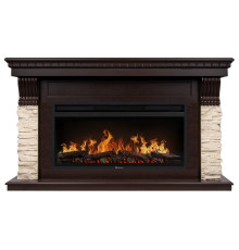 Каминокомплект: Очаг Electrolux EFP/P-4220LS, портал Michigan 42 камень молочный, шпон темный дуб