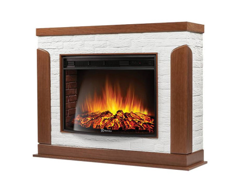 Каминокомплект: Очаг Electrolux EFP/P-3020LS, портал Prestigio 30 камень белый, шпон дуб