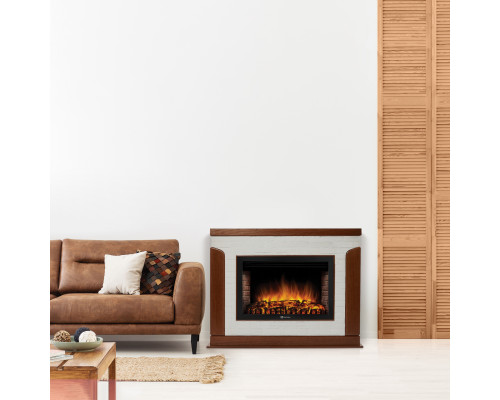 Каминокомплект: Очаг Electrolux EFP/P-3020LS, портал Prestigio 30 камень белый, шпон дуб