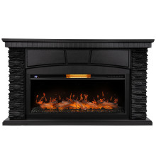 Каминокомплект: Очаг Royal Thermo Aurora RTFP/P-AR40LS, портал Porto 40 камень черный шпон венге