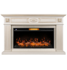 Каминокомплект: Очаг Royal Thermo Aurora RTFP/P-AR40LS, портал Siena 40, сл. кость с зол. патиной