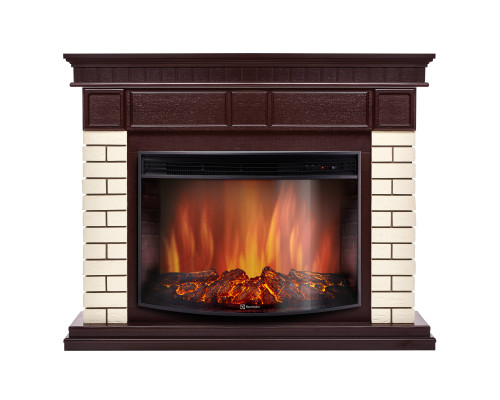 Каминокомплект: Очаг Electrolux EFP/P-2720RLS, портал Bricks 25 камень бежевый, шпон темный дуб