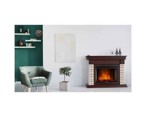 Каминокомплект: Очаг Electrolux EFP/P-2720RLS, портал Bricks 25 камень бежевый, шпон темный дуб