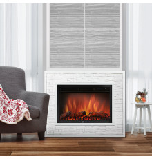 Каминокомплект:Очаг Electrolux EFP/P-3320RLS, портал Loft 30 камень белый, белая эмаль