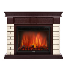 Портал Firelight Bricks 25 камень бежевый, шпон темный дуб