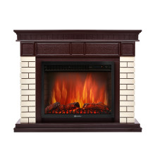 Портал Firelight Bricks 25U (угловой) камень бежевый, шпон темный дуб