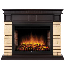Портал Firelight Bricks 30U (угловой) камень бежевый, шпон темный дуб