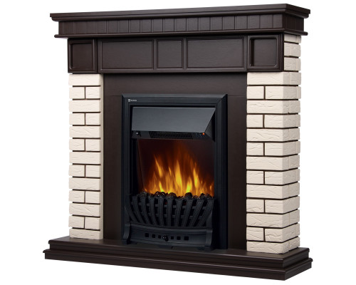 Портал Firelight Bricks Classic камень бежевый, шпон темный дуб Портал Firelight Bricks Classic камень бежевый, шпон темный дуб