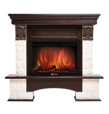 Портал Firelight Forte 25S камень белый, шпон темный дуб