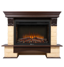 Портал Firelight Forte 30S камень бежевый, шпон темный дуб