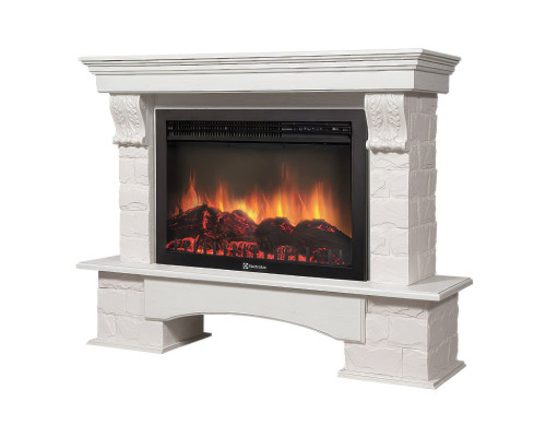 Портал Firelight Forte 30S камень белый, шпон белёный дуб Портал Firelight Forte 30S камень белый, шпон белёный дуб