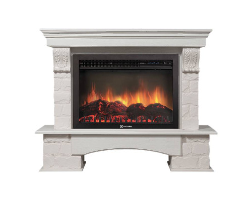 Портал Firelight Forte 30S камень белый, шпон белёный дуб Портал Firelight Forte 30S камень белый, шпон белёный дуб