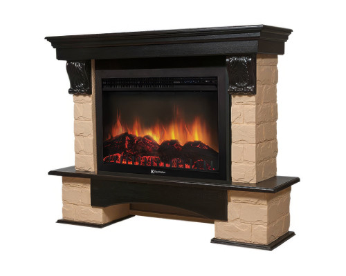 Портал Firelight Forte 30U (угловой) камень бежевый, шпон темный дуб
