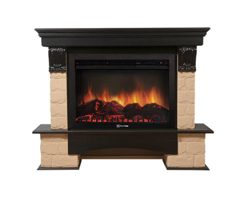 Портал Firelight Forte 30U (угловой) камень бежевый, шпон темный дуб