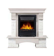 Портал Firelight Forte Classic U (угловой) камень белый, шпон белёный дуб