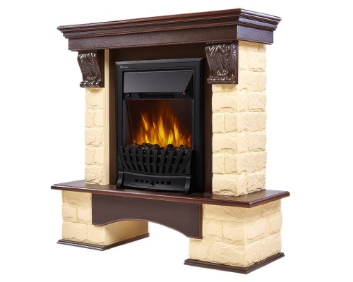 Портал Firelight Forte Classic U (угловой) камень бежевый, шпон темный дуб Портал Firelight Forte Classic U (угловой) камень бежевый, шпон темный дуб