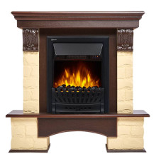 Портал Firelight Forte Classic U (угловой) камень бежевый, шпон темный дуб