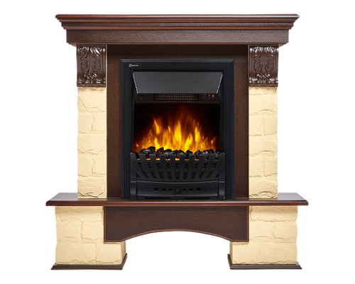 Портал Firelight Forte Classic U (угловой) камень бежевый, шпон темный дуб Портал Firelight Forte Classic U (угловой) камень бежевый, шпон темный дуб