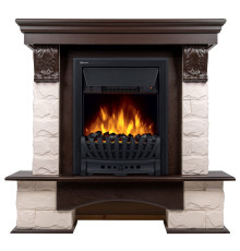 Портал Firelight Forte Classic камень белый, шпон темный дуб