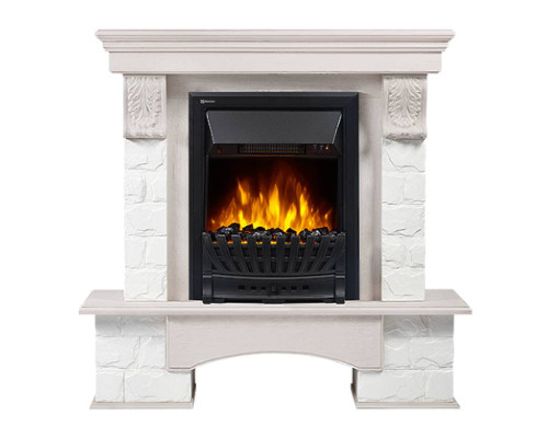 Портал Firelight Forte Classic камень белый, шпон беленый дуб Портал Firelight Forte Classic камень белый, шпон беленый дуб