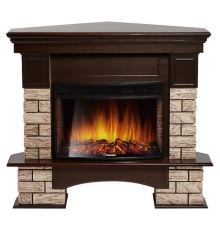 Портал Firelight Forte Wood 25U (угловой) камень коричневый, шпон темный дуб