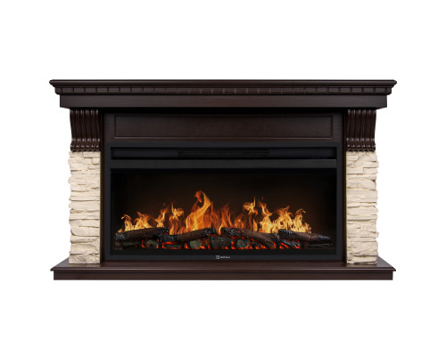 Портал Firelight Michigan 42 камень молочный, шпон темный дуб