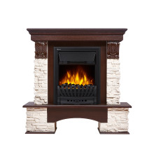 Портал Firelight Pietra Classic камень белый, шпон темный дуб
