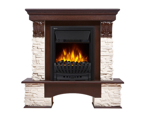 Портал Firelight Pietra Classic камень белый, шпон темный дуб Портал Firelight Pietra Classic камень белый, шпон темный дуб