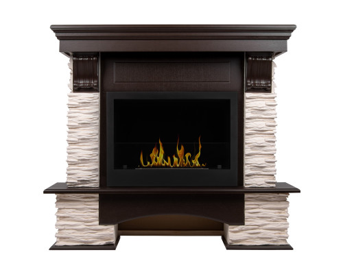 Портал Firelight Pietra Nuovo 25 камень сланец белый, шпон темный дуб Портал Firelight Pietra Nuovo 25 камень сланец белый, шпон темный дуб