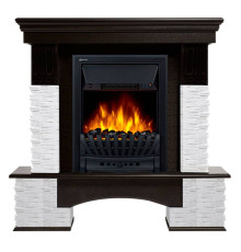 Портал Firelight Pietra Nuovo Classic камень сланец белый, шпон темный дуб