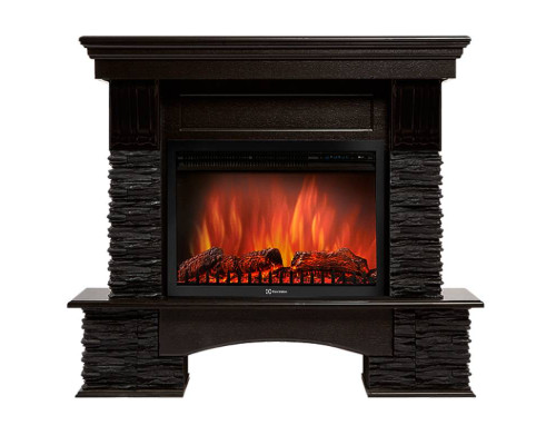 Портал Firelight Pietra Nuovo 25 камень сланец чёрный, шпон венге