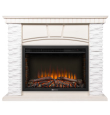 Портал Firelight Porto 30 камень белый, шпон беленый дуб