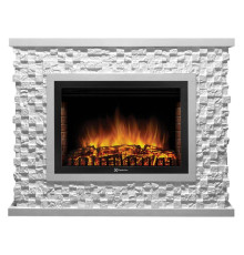 Портал Firelight Quadro 25 камень песчаник античный белый, белая эмаль